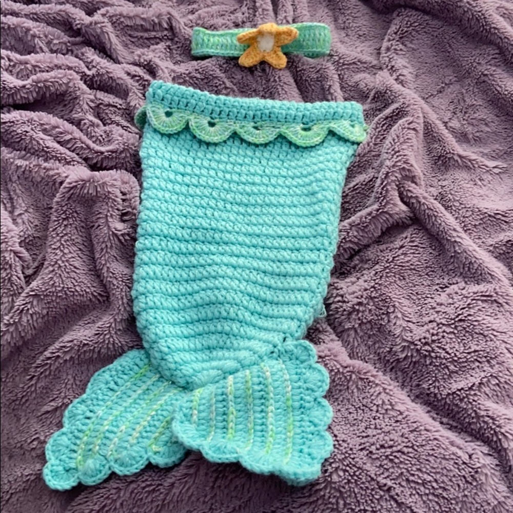 A “cocoon” mermaid wrap for newborn girl